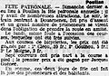 Programme de la fête patronale de Poullan en 1911 (journal L'Ouest-Éclair du 9 août 1911).