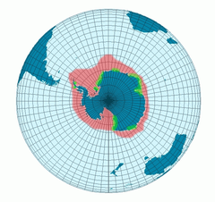 mapa de distribuição do pinguim-imperador Colónias de reprodução a verde