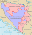 A map of the IEBL that divides the entities in Bosnia