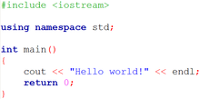 תוכנית Hello world בשפת התכנות C++