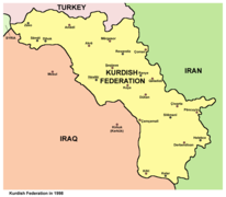 אזור הפדרציה האוטונומית (ובפועל עצמאית) כורדיסטן העיראקית בשנת 1998