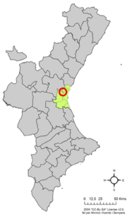 Localização do município de Rocafort na Comunidade Valenciana