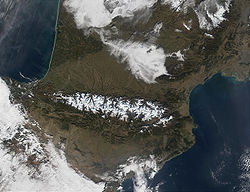 Satelitní snímek pohoří