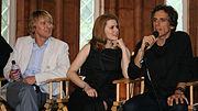 Adams with Owen Wilson and Ben Stiller at a panel promoting Night at the Museum: Battle of the Smithsonian (14 May 2009)