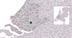 Highlighted position of Ridderkerk in a municipal map of South Holland