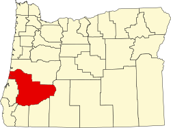 map of Oregon highlighting Douglas County