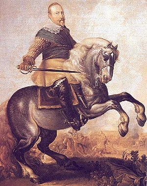 Густав II Адольф в битві під Брейтенфельдом .