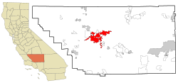 موقعیت شهر بیکرزفیلد در شهرستان کرن واقع در ایالت کالیفرنیا