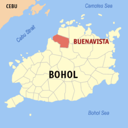 Mapa de Bohol con Buenavista resaltado