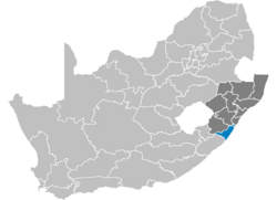 Karte de Sud Afrika montra Ugu in Kwazulu-Natal