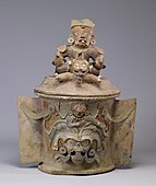 Urn with jaguar deity lid, Late Classic (Walters Art Museum)