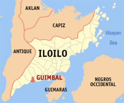 Mapa de Provincia de Iloílo con Guimbal resaltado