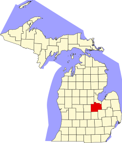 Vị trí quận Saginaw trong tiểu bang Michigan ở Hoa Kỷ