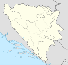 Mapa konturowa Bośni i Hercegowiny, blisko centrum u góry znajduje się punkt z opisem „Zenica”
