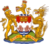 Odobreni od College of Arms 21. siječnja 1959., Blue Ensign kolonijalna zastava i grb Hong Konga korišteni su od 1959. do 1997.