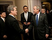 Obama with Tom Coburn and George W. Bush