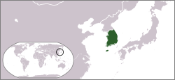 Location of ದಕ್ಷಿಣ ಕೊರಿಯಾ (남한)