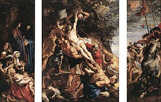 Воздвижение креста. 1610—1611, масло по дереву, 460 × 340 см. Собор Антверпенской Богоматери