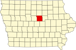 map of Iowa highlighting Hardin County