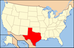 Texas elhelyezkedése az USA-ban