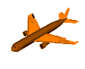 An animation of an airplane rolling via its ailerons