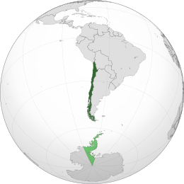 深綠色係智利國土，淺綠色係智利宣稱主權但國際冇承認嘅南極領地
