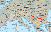 Map indicating the Danube