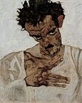 Selbstporträt mit gesenktem Kopf av Egon Schiele
