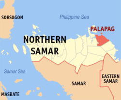 Mapa de Northern Samar con Palapag resaltado