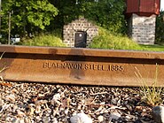 Рейка, зроблена на металургійному заводі міста Блайневона і побачена, як стверджує автор фото, у Швеції .
