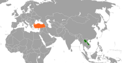 Haritada gösterilen yerlerde Laos ve Turkey