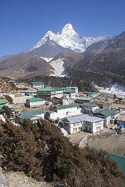 Pangboche with Ama Dablam mountain behind