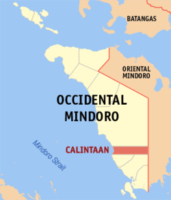 Map of Occidental Mindoro with Calintaan highlighted