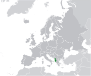 Mapa da Albânia na Europa