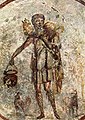 Jesús como El Buen Pastor. En el techo de la catacumba de San Calisto, mediados del siglo III.