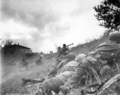 Amerikāņu karavīri zem vācu artilērijas uguns. Luka, 1944. gada 9. jūlijs