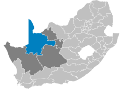 Karte de Sud Afrika montra ZF Mgcawu in Nord Kabe