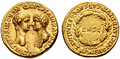 ローマ皇帝ネロと母親・小アグリッピナの金貨（右側の肖像が母親）