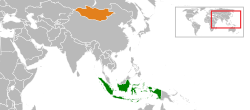 Map indicating locations of Indonesia and Mongolia