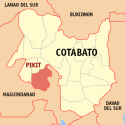 Mapa ning Cotabato ampong Pikit ilage