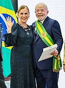First Lady of Mexico Beatriz Gutiérrez Müller and President Luiz Inácio Lula da Silva in Brasília; January 2023.