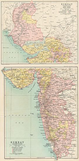 Bombay presidencyचे ब्रिटीश भारत देशाच्या नकाशातील स्थान
