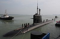 Um submarino da classe Scorpene malásio.
