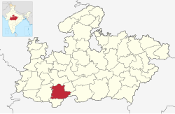 Location of Khandwa district in Madhya Pradesh