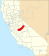 Harta statului California indicând comitatul Madera