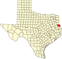 Locatie van Shelby County in Texas