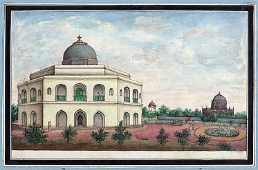Dilkhusa with the tomb of Adham Khan, in the distance, 1843