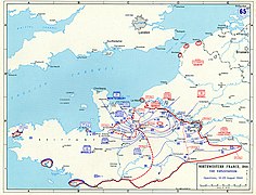 Videre fremrykking mot Paris, frontlinjen 25. august 1944 (stor versjon)
