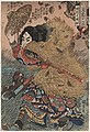 A Japanese ukiyo-e print of Kinhyōshi yōrin, hero of the Suikoden (Water Margin)