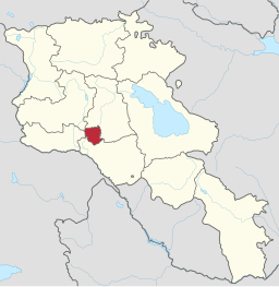 Jerevans läge i Armenien